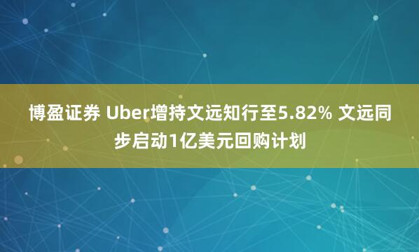 博盈证券 Uber增持文远知行至5.82% 文远同步启动1亿美元回购计划